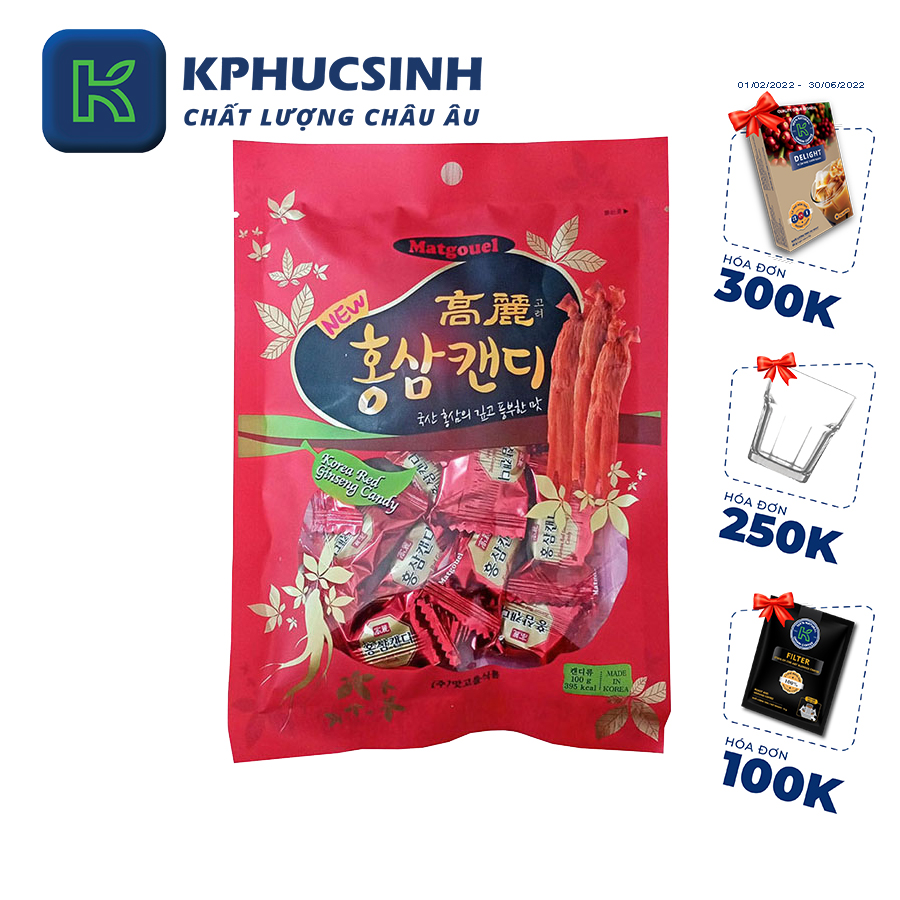 Kẹo vị hồng sâm Hàn Quốc – Korean Red Ginseng Gandy 100g